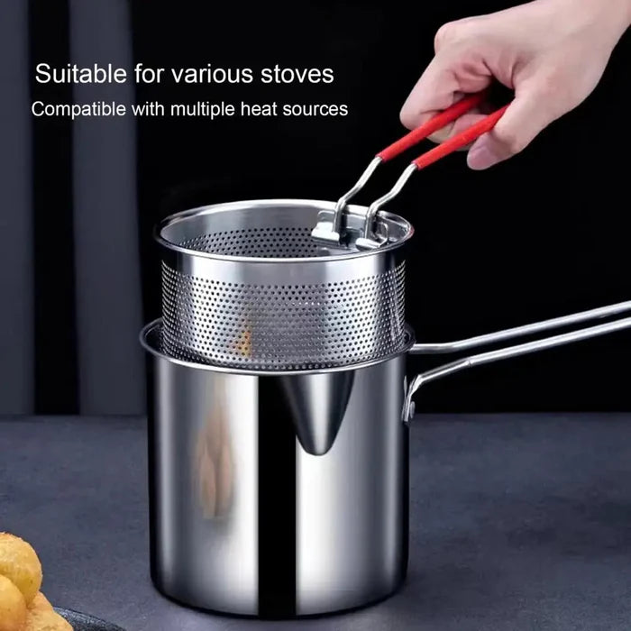 Stainless Steel Deep Fryer Pot with Strainer β 1200ml Oil Capacity for Home Kitchen ππ³