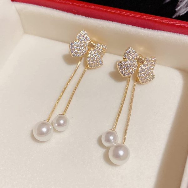 π Elegant Bow Style Zircon Earrings β Sweet Korean Charm for Women & Girls πβ¨