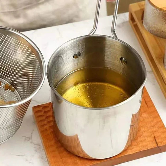Stainless Steel Deep Fryer Pot with Strainer β 1200ml Oil Capacity for Home Kitchen ππ³
