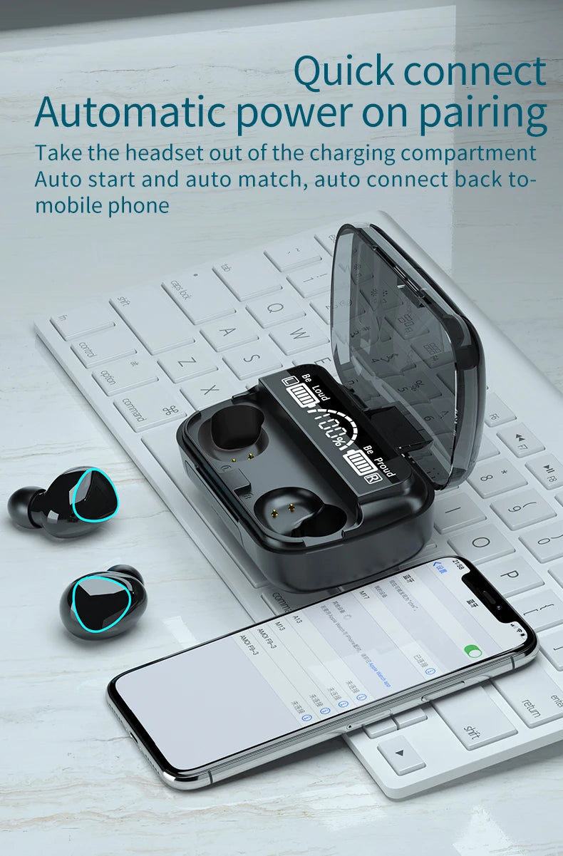 π§ M10 Wireless Bluetooth Earbuds β Deep Bass, Long Battery & Smart Touch Control πβ¨