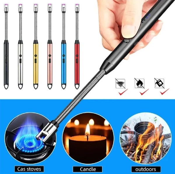 360Β° Outdoor USB Rechargeable Plasma Arc Lighter β Flexible Elbow for Candles, BBQ, & Stoves π₯π