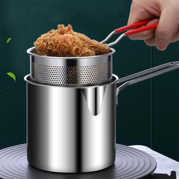 Stainless Steel Deep Fryer Pot with Strainer β 1200ml Oil Capacity for Home Kitchen ππ³