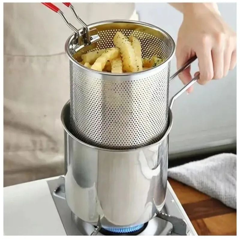 Stainless Steel Deep Fryer Pot with Strainer β 1200ml Oil Capacity for Home Kitchen ππ³