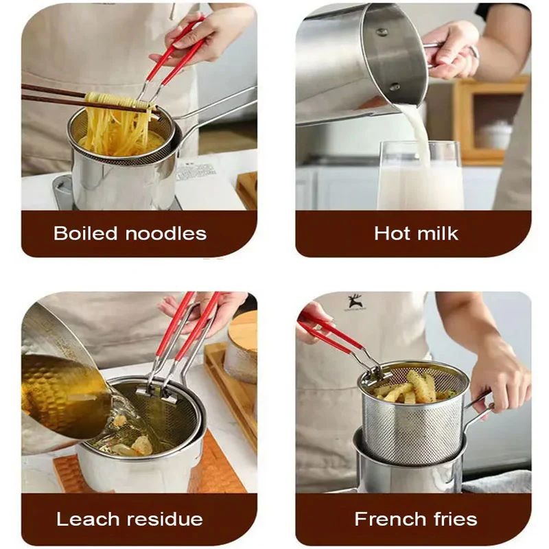 Stainless Steel Deep Fryer Pot with Strainer β 1200ml Oil Capacity for Home Kitchen ππ³