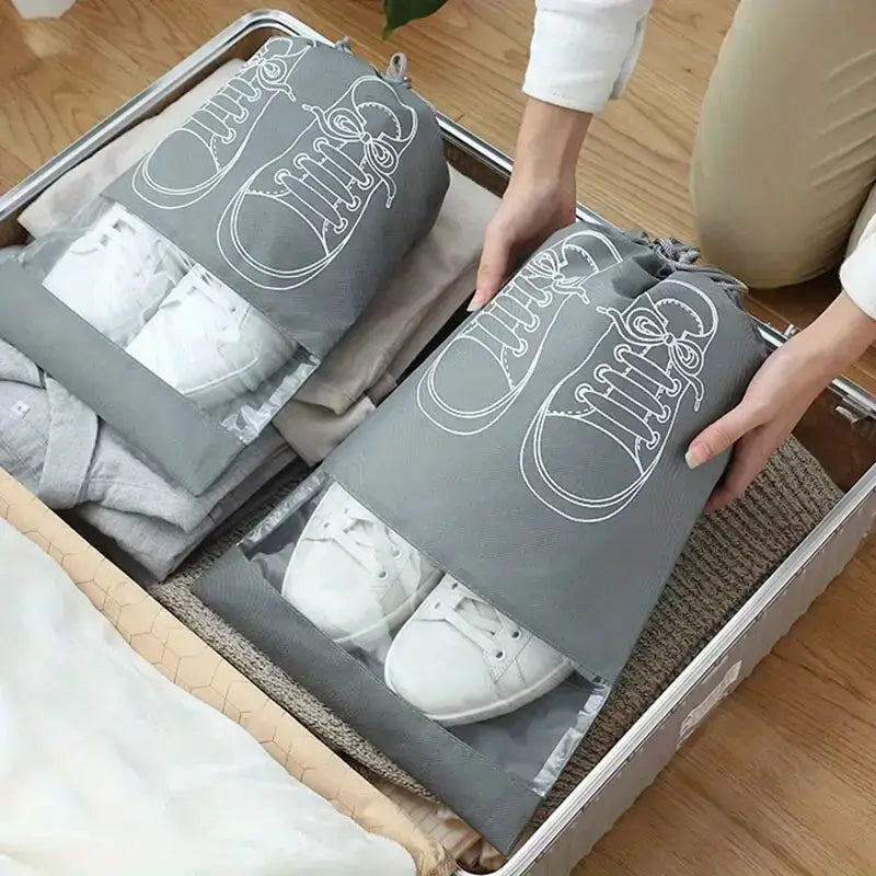 👟 Pack of 1 – Dustproof Shoe Bag for Travel & Home | Lightweight & Reusable – Random Gray Color