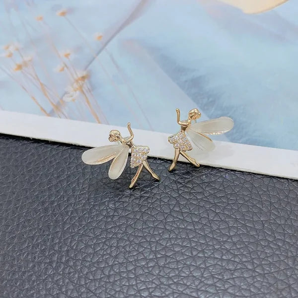 🧚‍♀️ Flower Wings Elf Zircon Stud Earrings