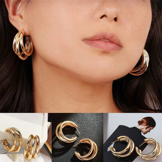 🖤 Punk Oval Hoop Earrings – U-Shaped Geometric Metallic Style for Women ⚡