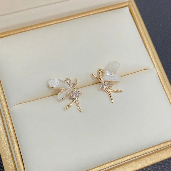 🧚‍♀️ Flower Wings Elf Zircon Stud Earrings