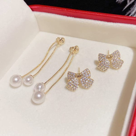 🎀 Elegant Bow Style Zircon Earrings – Sweet Korean Charm for Women & Girls 💎✨