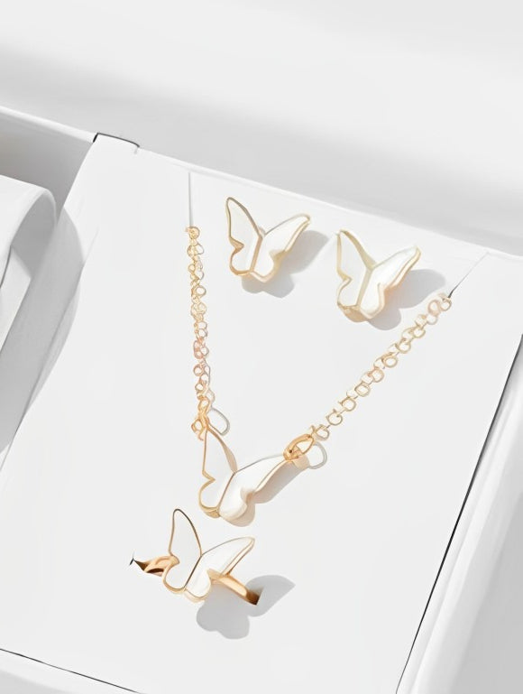 🦋 Butterfly Jewelry Set – Pack of 4 Pieces for Women ✨