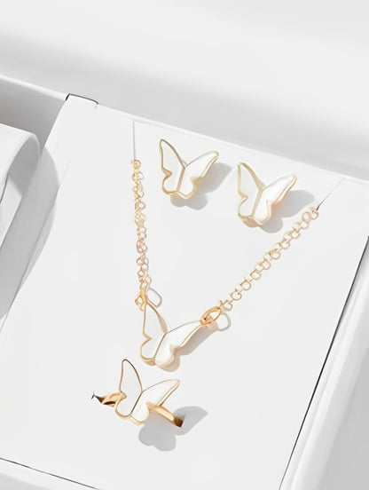 🦋 Butterfly Jewelry Set – Pack of 4 Pieces for Women ✨