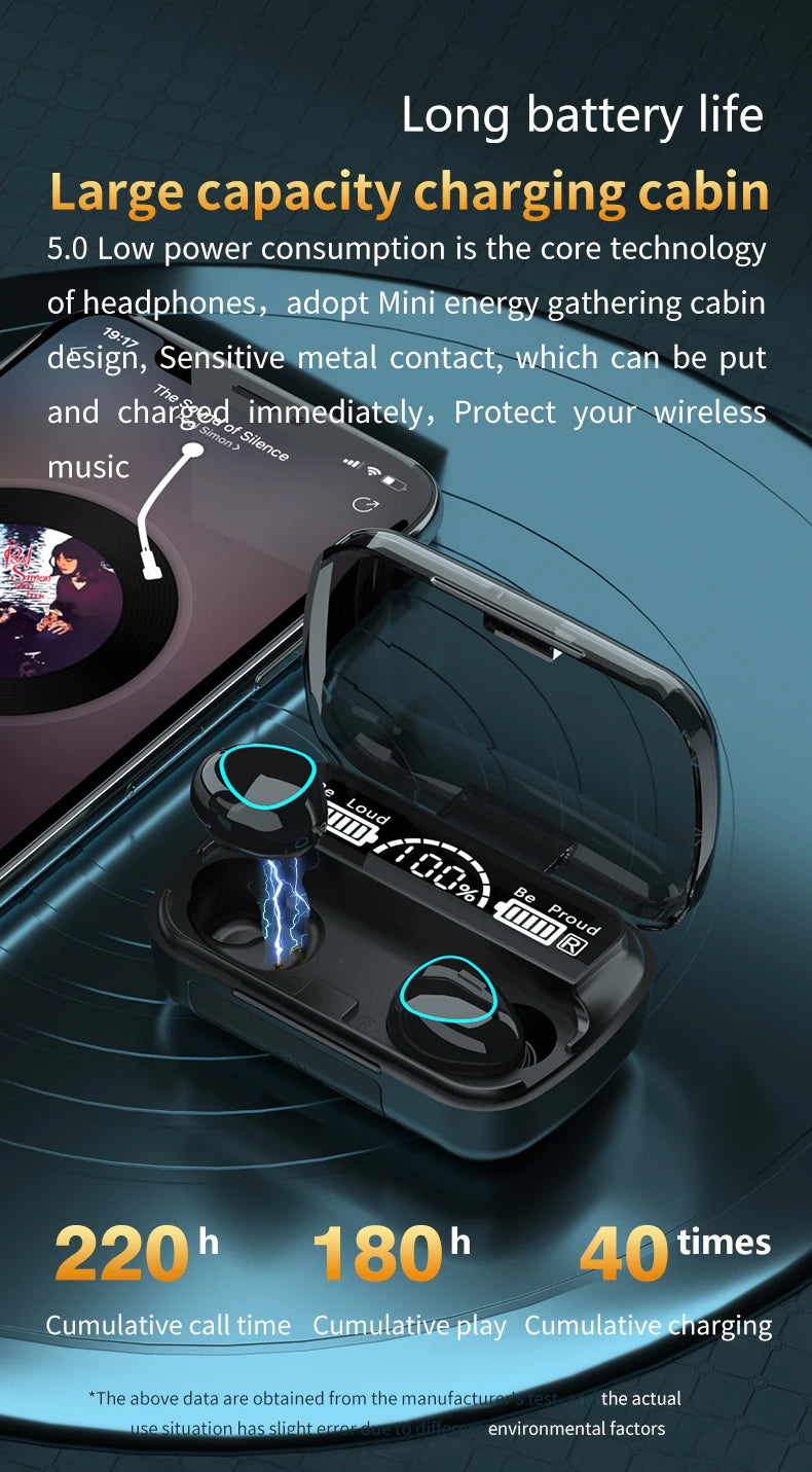 🎧 M10 Wireless Bluetooth Earbuds – Deep Bass, Long Battery & Smart Touch Control 🔋✨