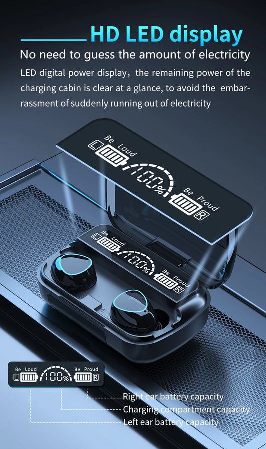 🎧 M10 Wireless Bluetooth Earbuds – Deep Bass, Long Battery & Smart Touch Control 🔋✨