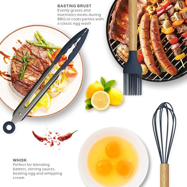 12 Pcs Silicone Cooking Utensil Set – Heat-Resistant, Non-Toxic with Wooden Handles 🍴🧑‍🍳