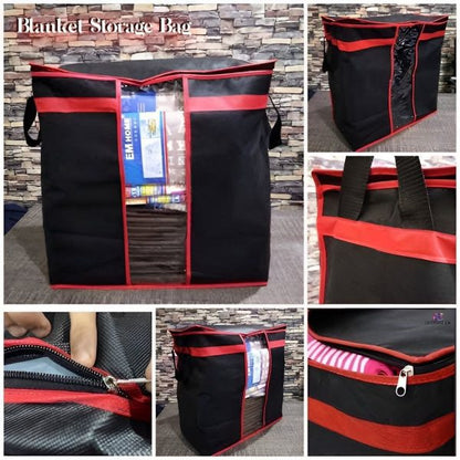 🖤 Pack of 3 Black Storage Blanket Bag Organizers | Foldable & Durable | Perfect for Wardrobe