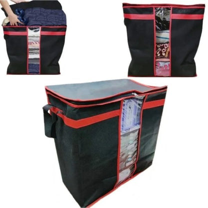 🖤 Pack of 3 Black Storage Blanket Bag Organizers | Foldable & Durable | Perfect for Wardrobe