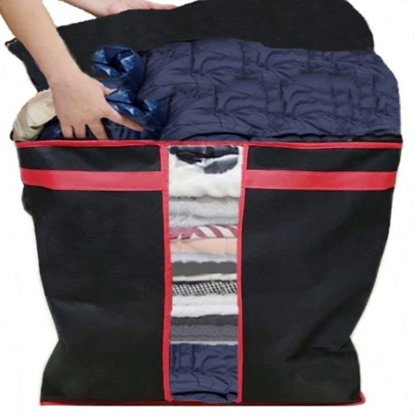 🖤 Pack of 3 Black Storage Blanket Bag Organizers | Foldable & Durable | Perfect for Wardrobe