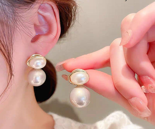 💫 Oval Marble Korean Style Earrings – Golden 💫