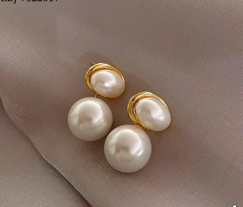 💫 Oval Marble Korean Style Earrings – Golden 💫