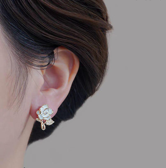 🌸 Flower Leaf Korean Zircon Earrings