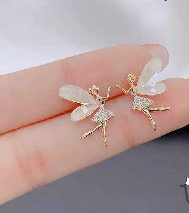 🧚‍♀️ Flower Wings Elf Zircon Stud Earrings