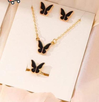 🦋 Butterfly Jewelry Set – Pack of 4 Pieces for Women ✨