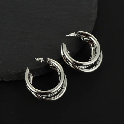 🖤 Punk Oval Hoop Earrings – U-Shaped Geometric Metallic Style for Women ⚡