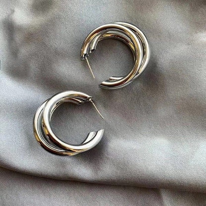 🖤 Punk Oval Hoop Earrings – U-Shaped Geometric Metallic Style for Women ⚡