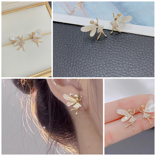 🧚‍♀️ Flower Wings Elf Zircon Stud Earrings